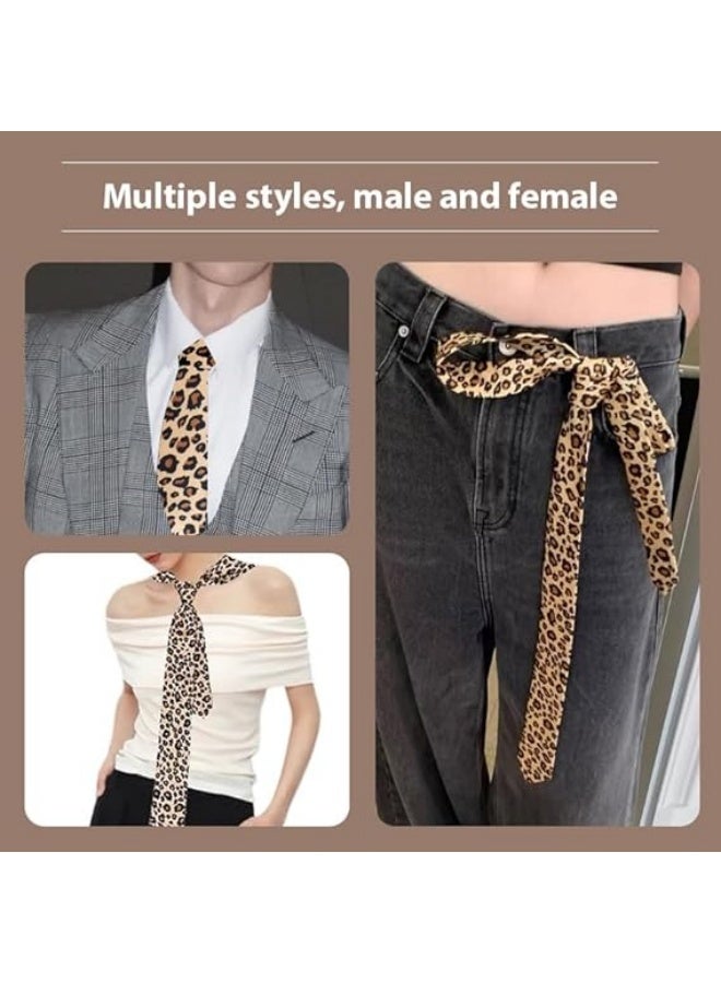 Leopard Print Ties for Men Fashion Mens Silk Ties Brown Leopard Necktie Thin Ties for Men Women Teens Animal Neck Tie for Cosplay Wedding Tie Party Decorations Cool Suit Clothing Accessories - Image 5